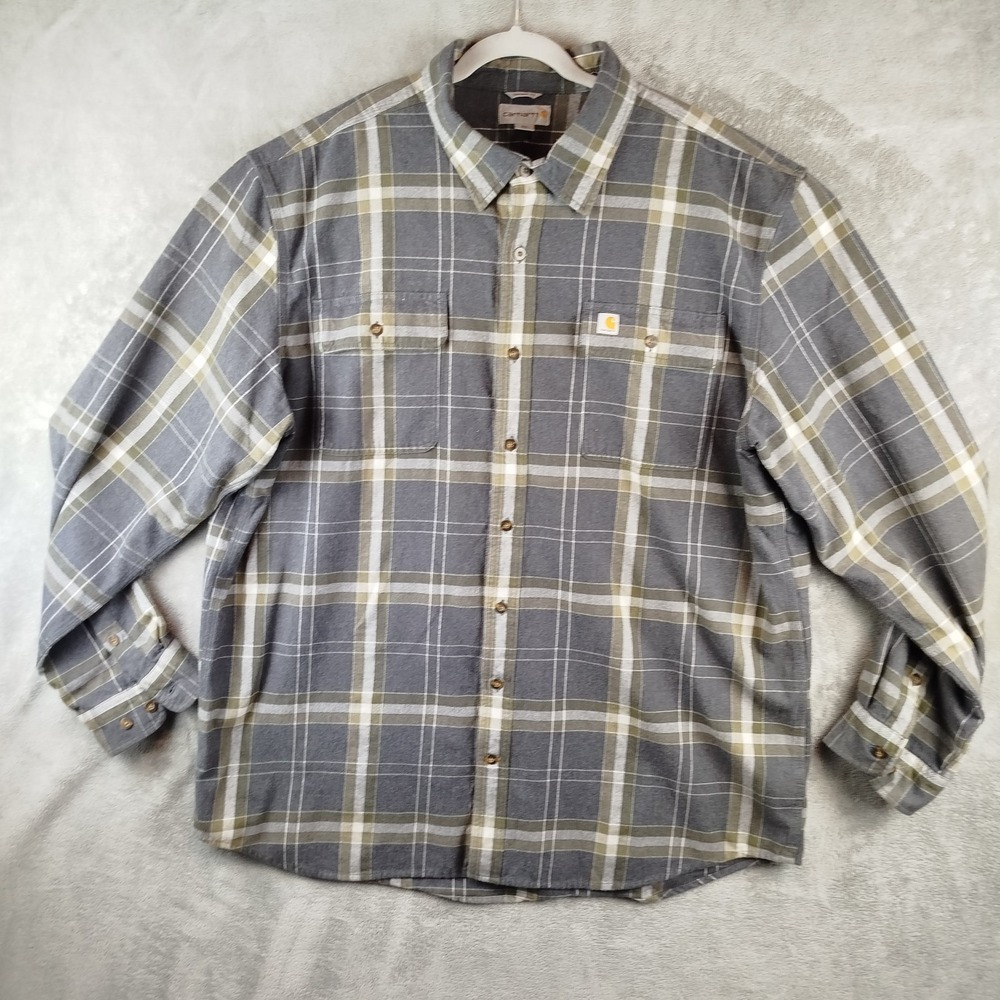 Carhartt Plaid Shirt Size 2XL Multicolor Heavyweight Hubbard Flannel 103348-039